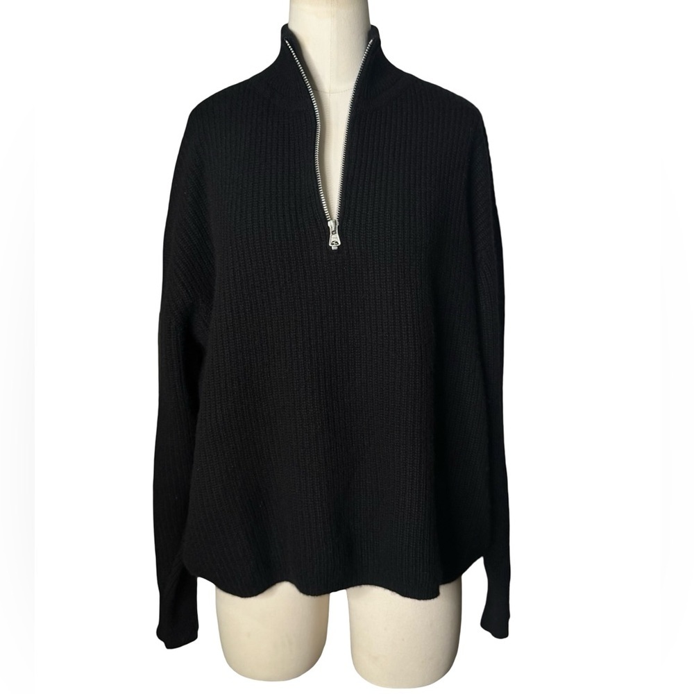 JENNI KAYNE - Cashmere Black Half Zip Sweater  Size - Picture 3 of 11